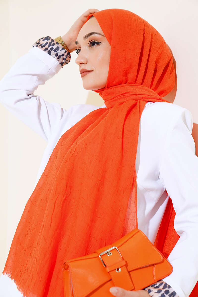 Organic Bamboo Crinkle Shawl - Orange