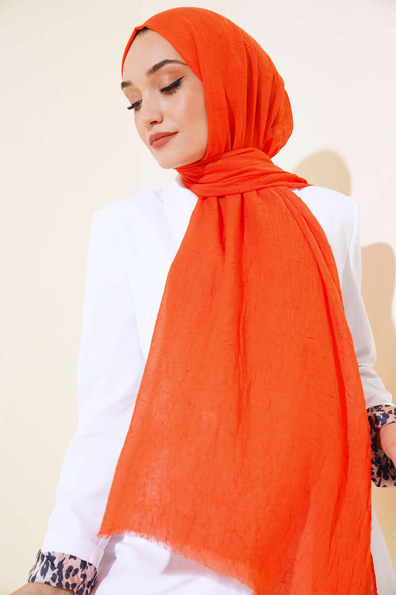 Organic Bamboo Crinkle Shawl - Orange
