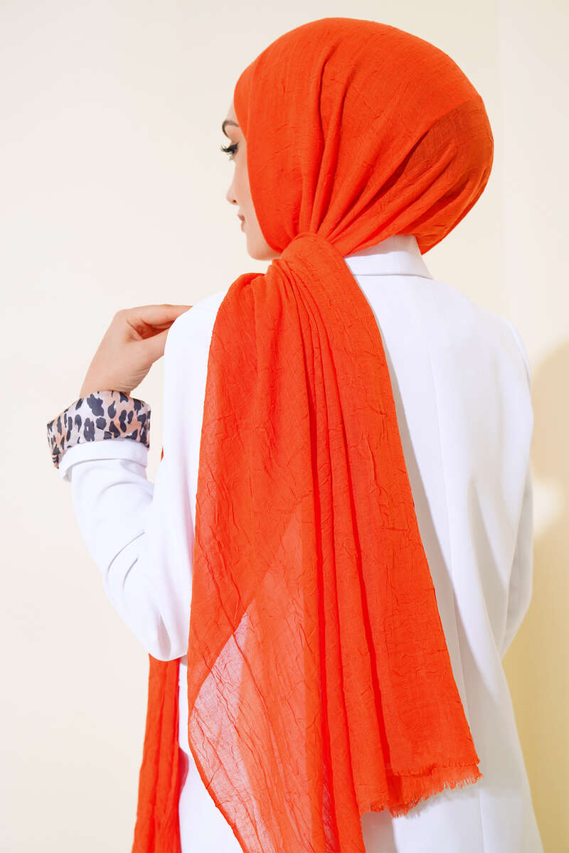 Organic Bamboo Crinkle Shawl - Orange