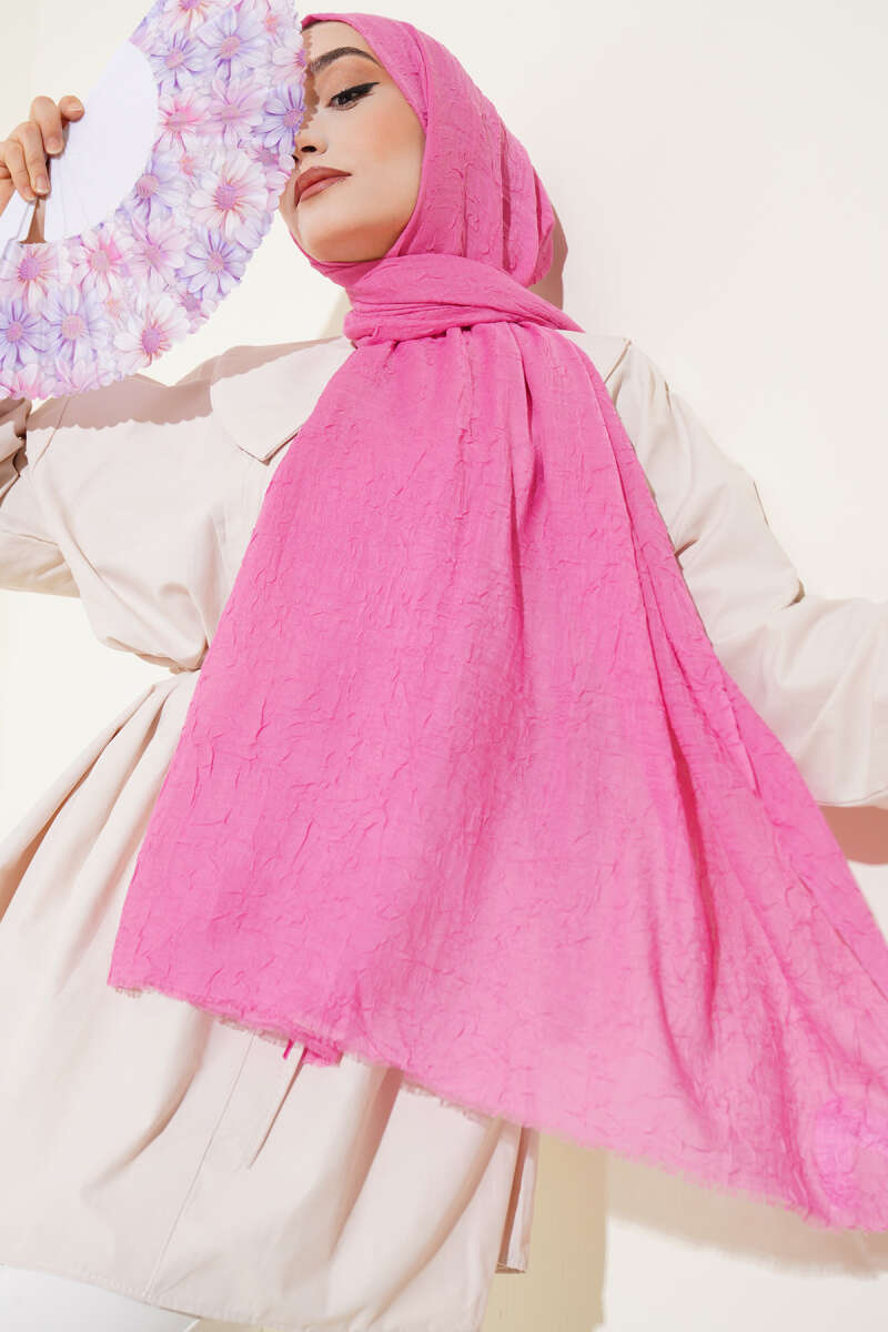 Organic Bamboo Crinkle Shawl - Pink