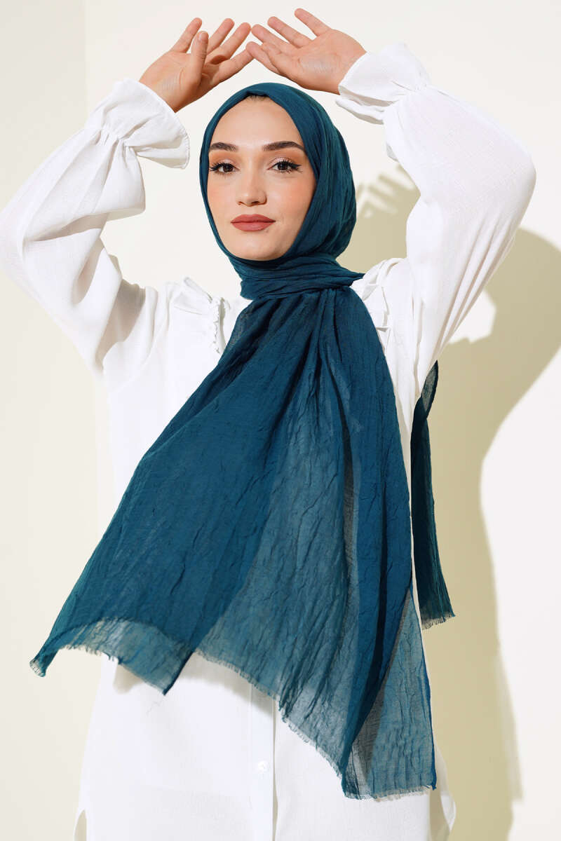 Organic Bamboo Crinkle Shawl - Petrol Green