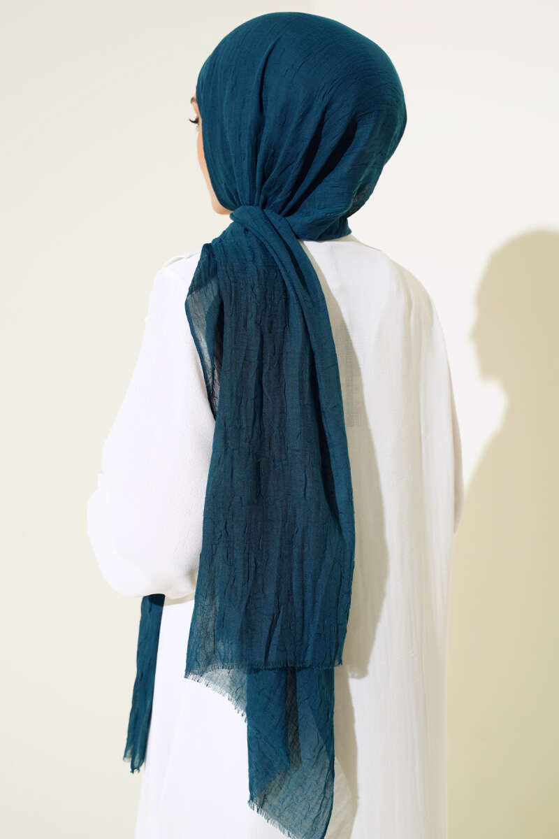 Organic Bamboo Crinkle Shawl - Petrol Green