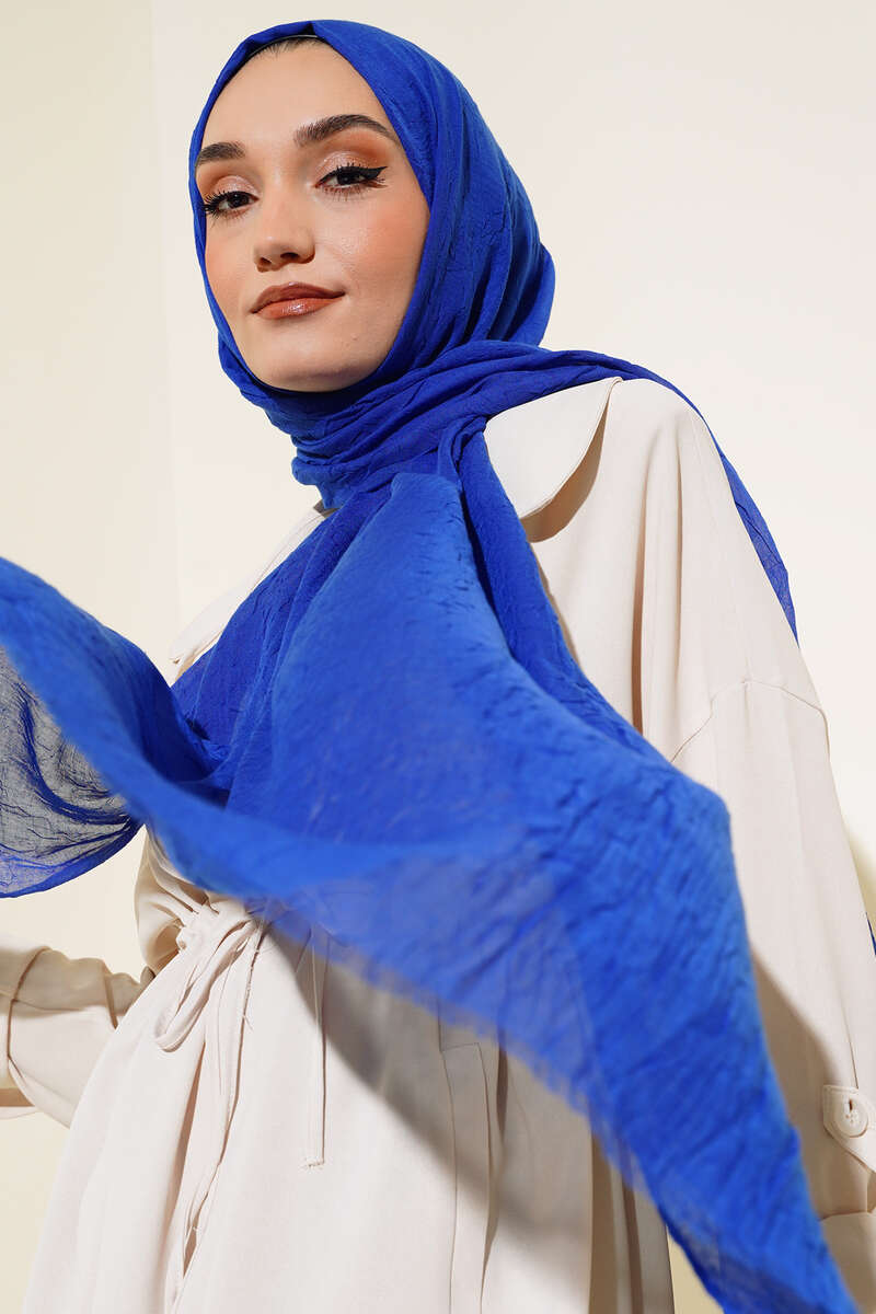 Organic Bamboo Crinkle Shawl - Saxe Blue