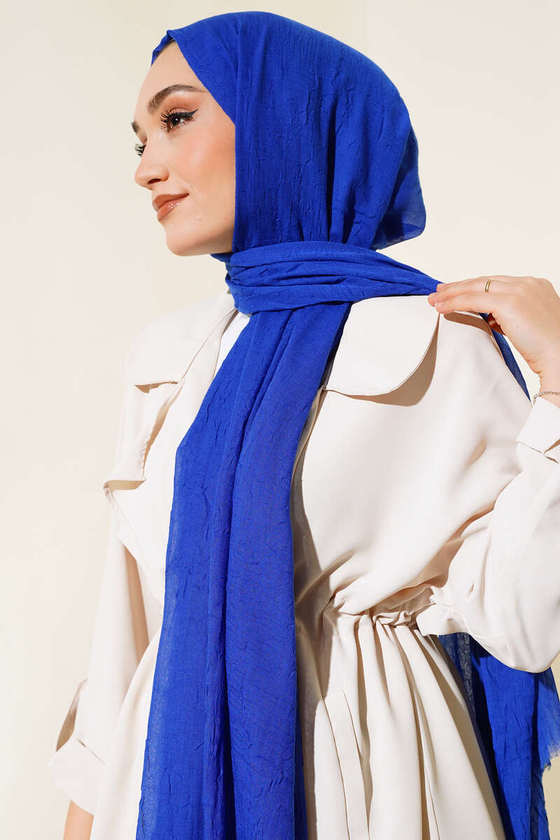Organic Bamboo Crinkle Shawl - Saxe Blue