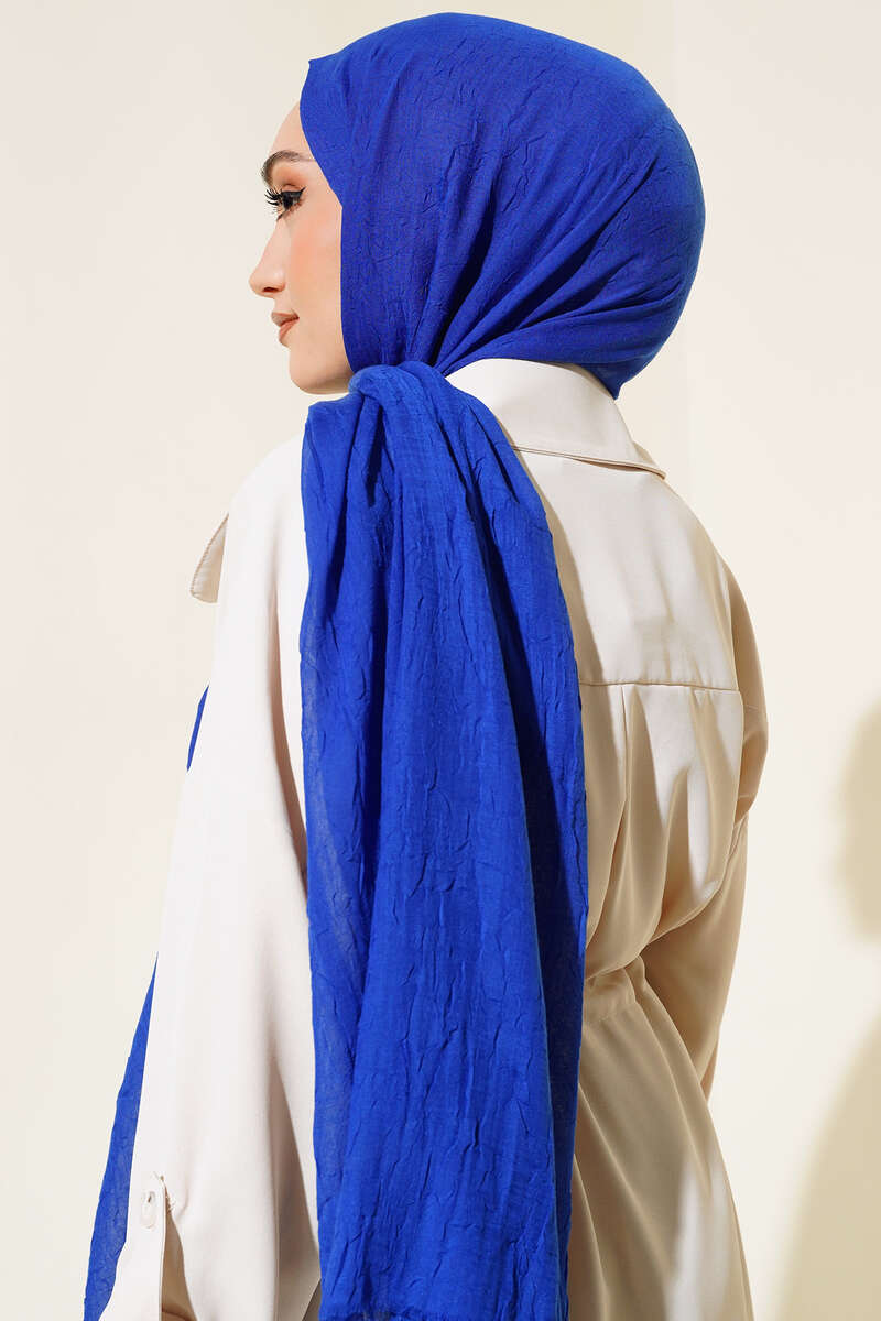 Organic Bamboo Crinkle Shawl - Saxe Blue