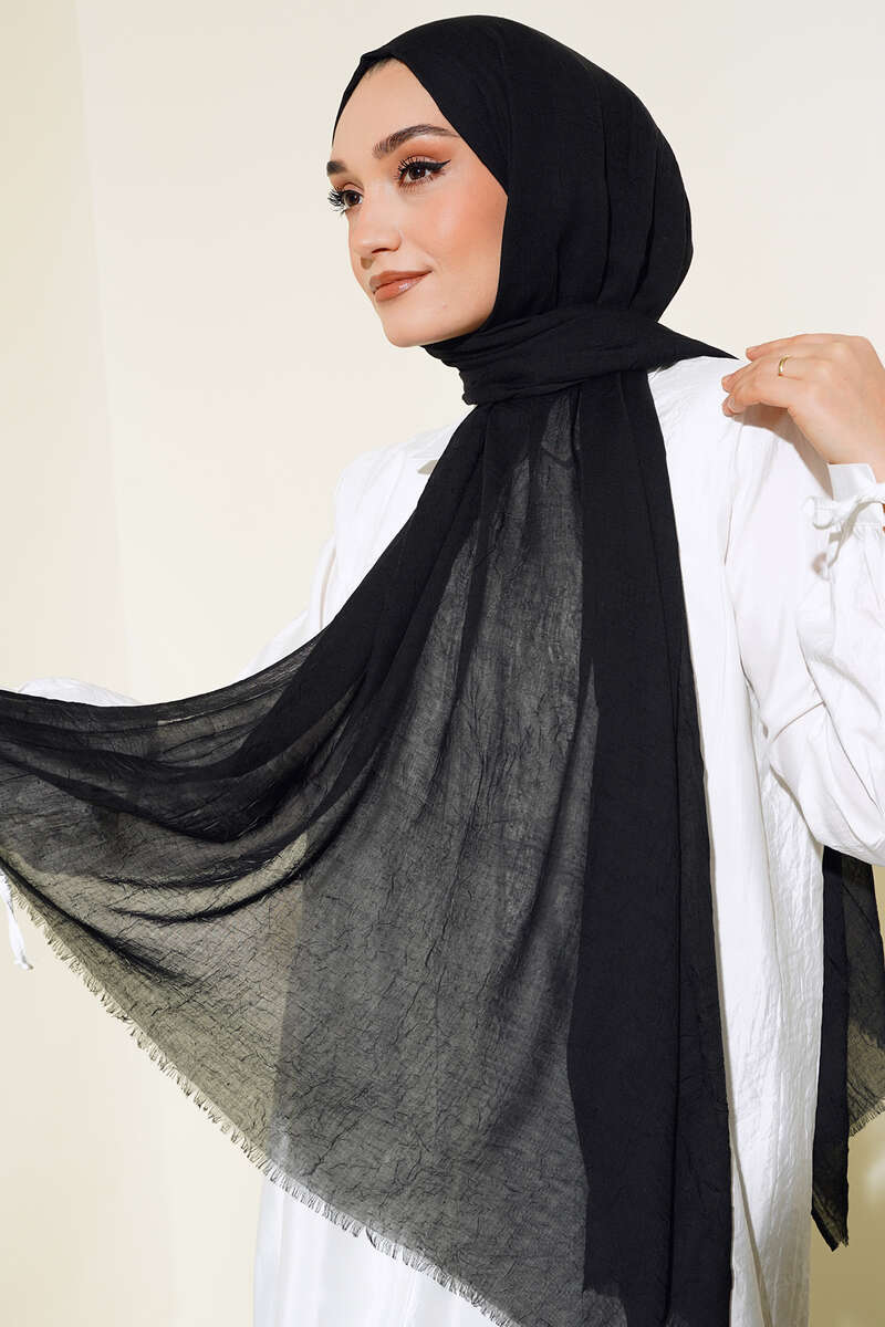 Organic Bamboo Crinkle Shawl - Black