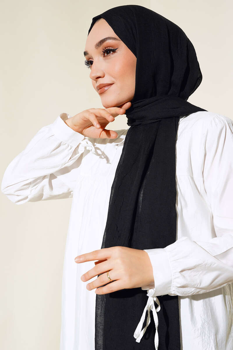 Organic Bamboo Crinkle Shawl - Black