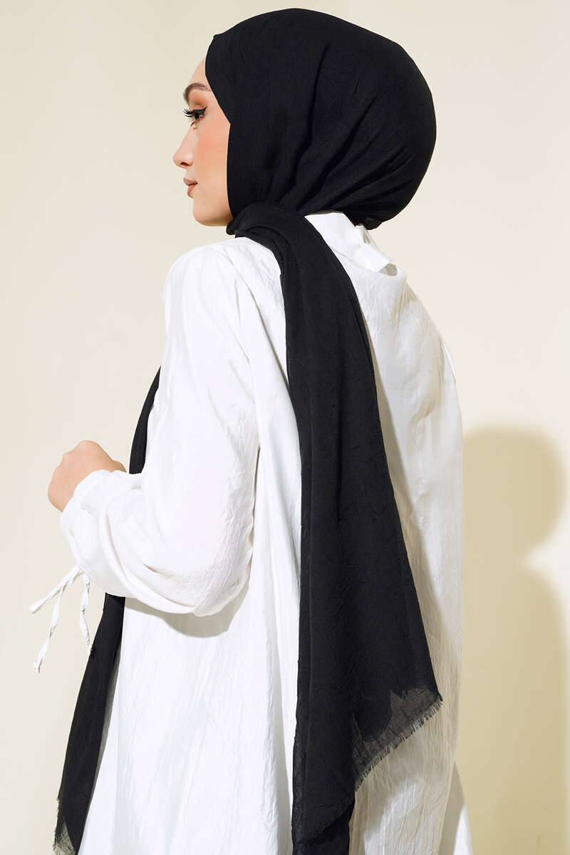 Organic Bamboo Crinkle Shawl - Black
