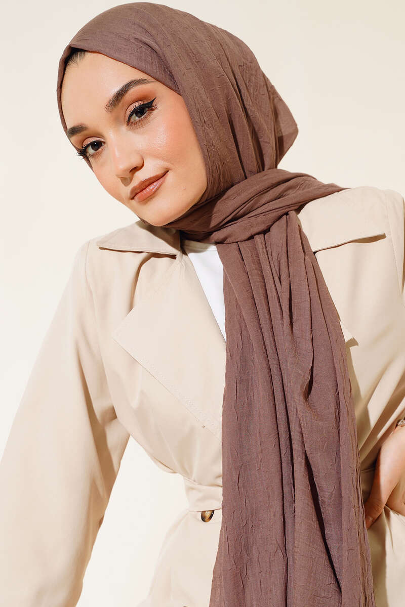 Organic Bamboo Crinkle Shawl - Soft Brown