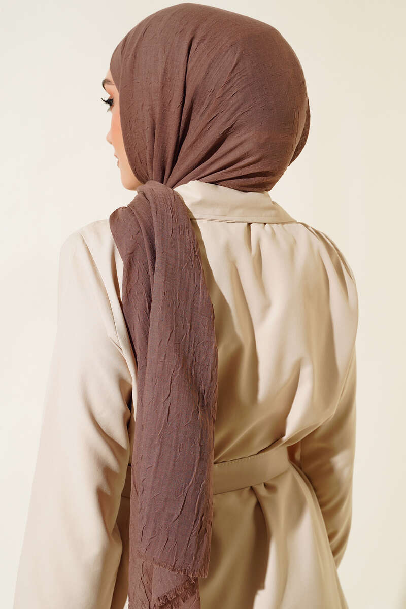 Organic Bamboo Crinkle Shawl - Soft Brown