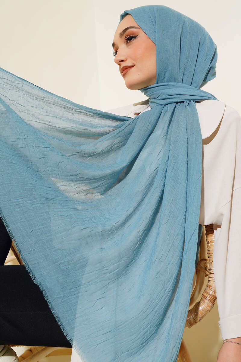 Organic Bamboo Crinkle Shawl - Turquoise
