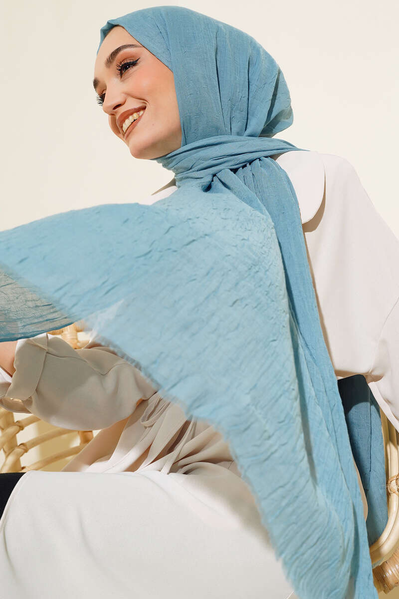 Organic Bamboo Crinkle Shawl - Turquoise