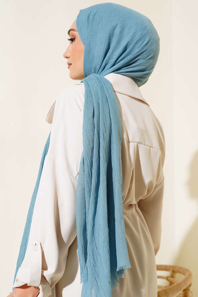 Organic Bamboo Crinkle Shawl - Turquoise