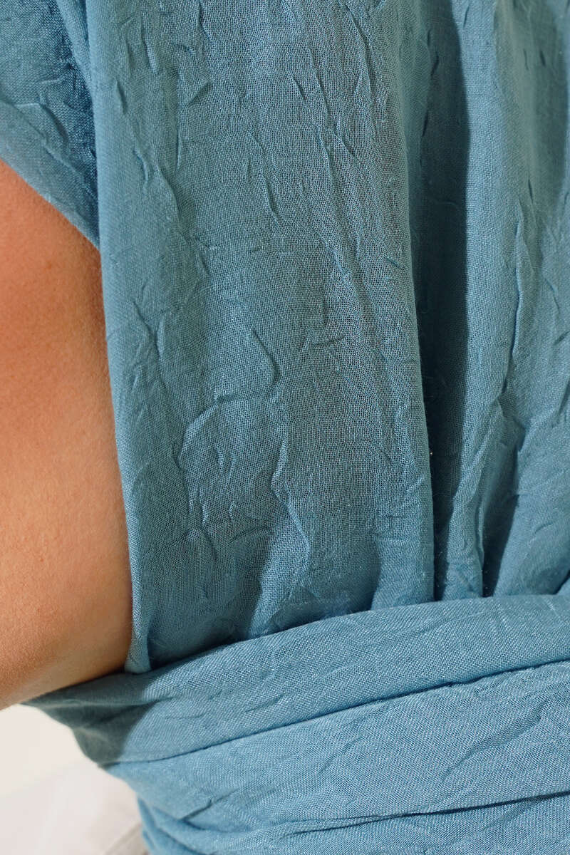 Organic Bamboo Crinkle Shawl - Turquoise