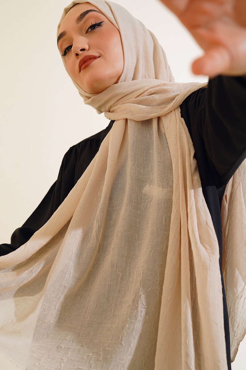 Organic Bamboo Crinkle Shawl - Vanilla