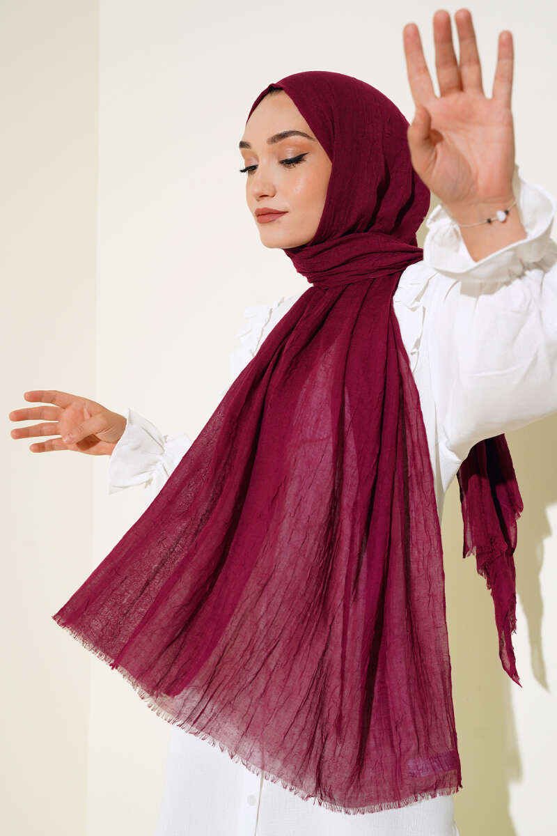 Organic Bamboo Crinkle Shawl - Cherry