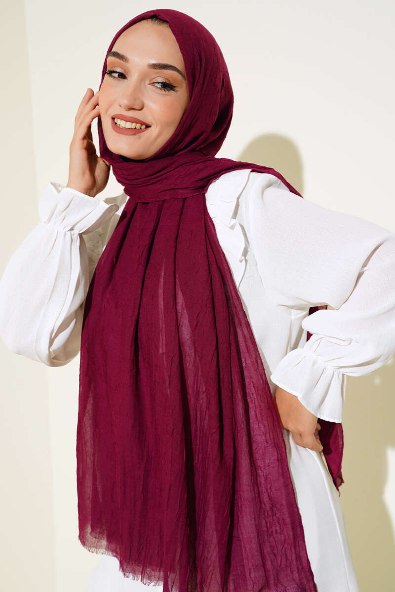 Organic Bamboo Crinkle Shawl - Cherry