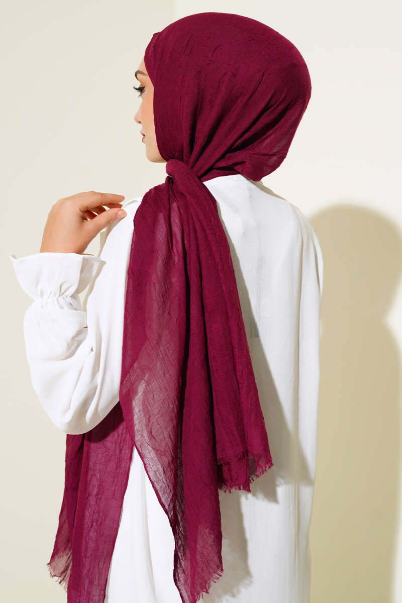 Organic Bamboo Crinkle Shawl - Cherry