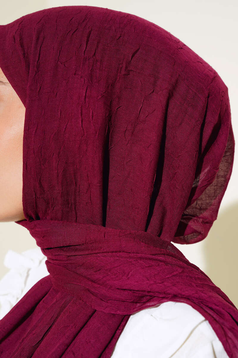 Organic Bamboo Crinkle Shawl - Cherry