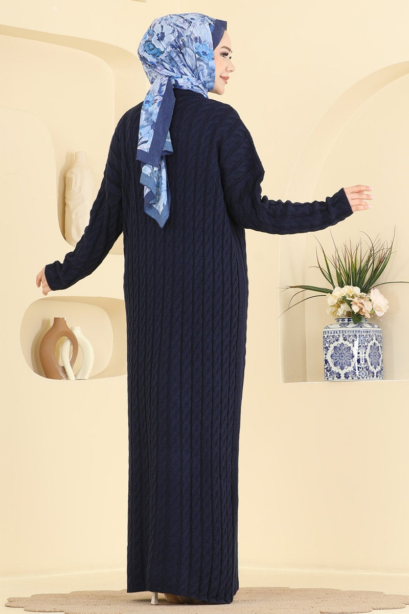Cable Knit Dress - Navy