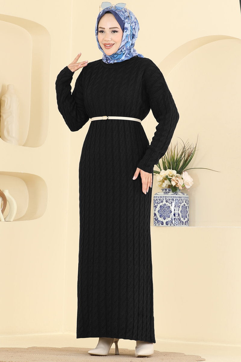 Cable Knit Dress - Black