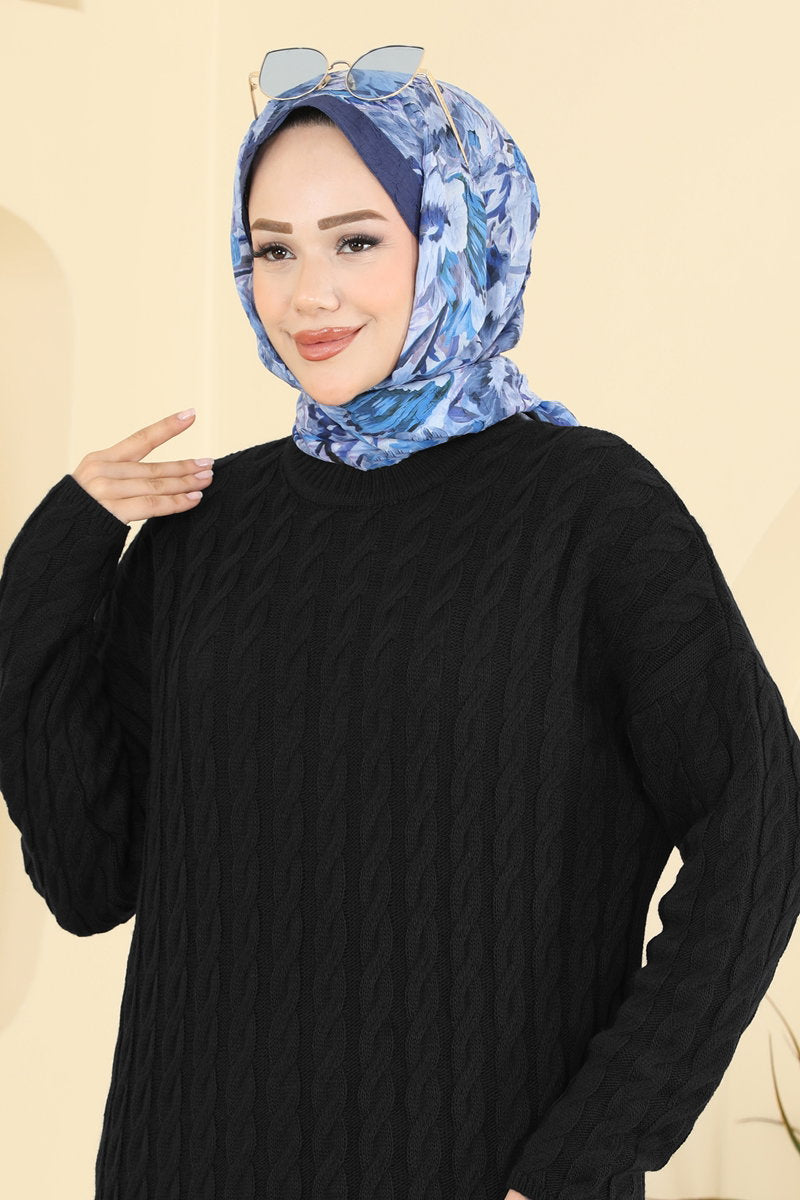 Cable Knit Dress - Black