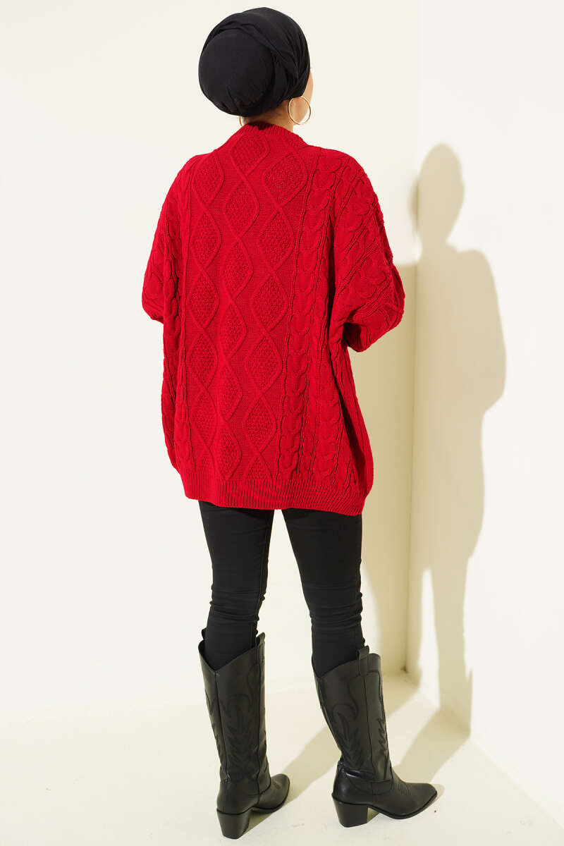 Chunky Knit Sweater - Red
