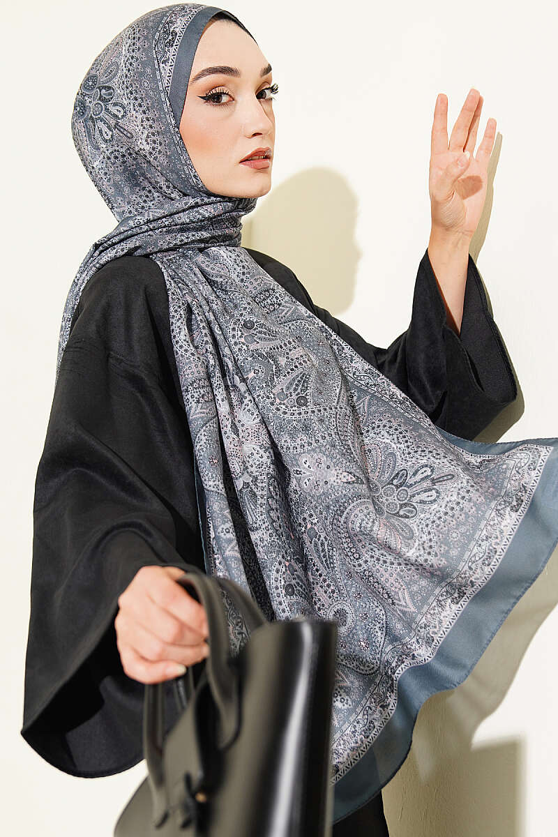 Ethnic Motif Patterned Shawl - Grey
