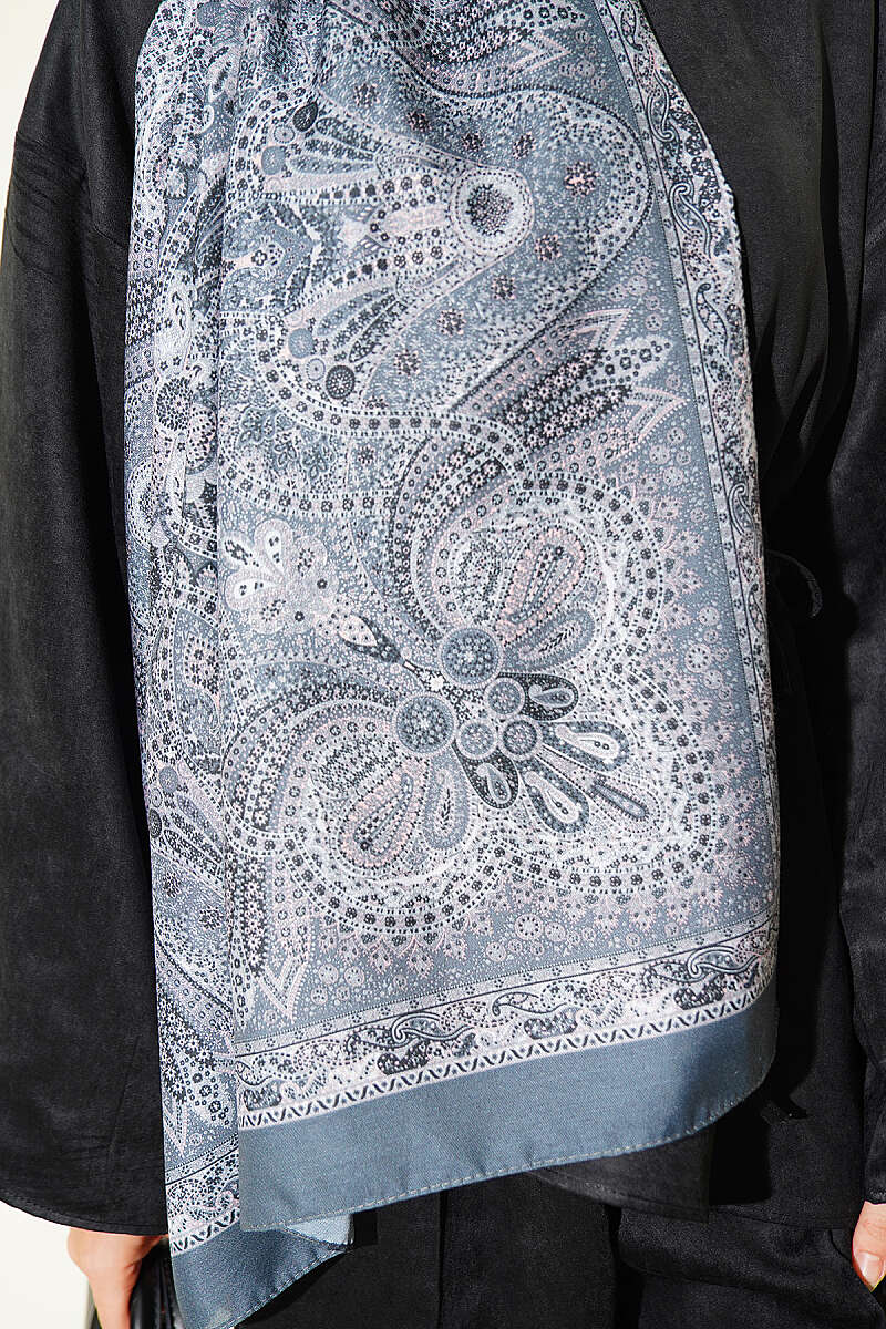 Ethnic Motif Patterned Shawl - Grey
