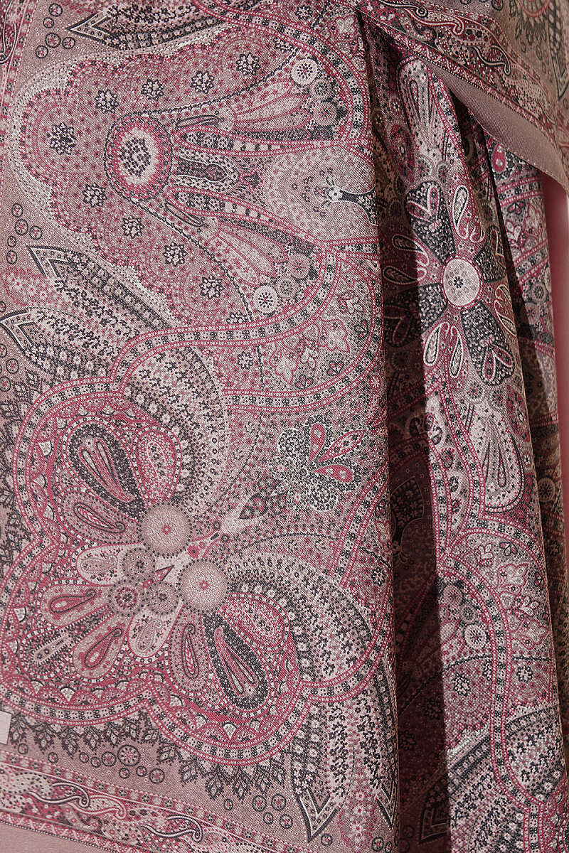 Ethnic Motif Patterned Shawl - Mink