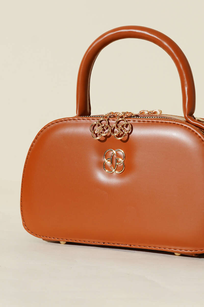 Oval Double-Zip Bag - Tan