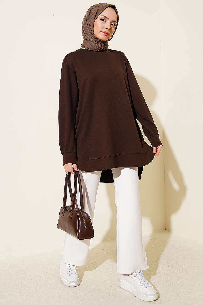 Loycha Tunic with Oval Stitching - Brown