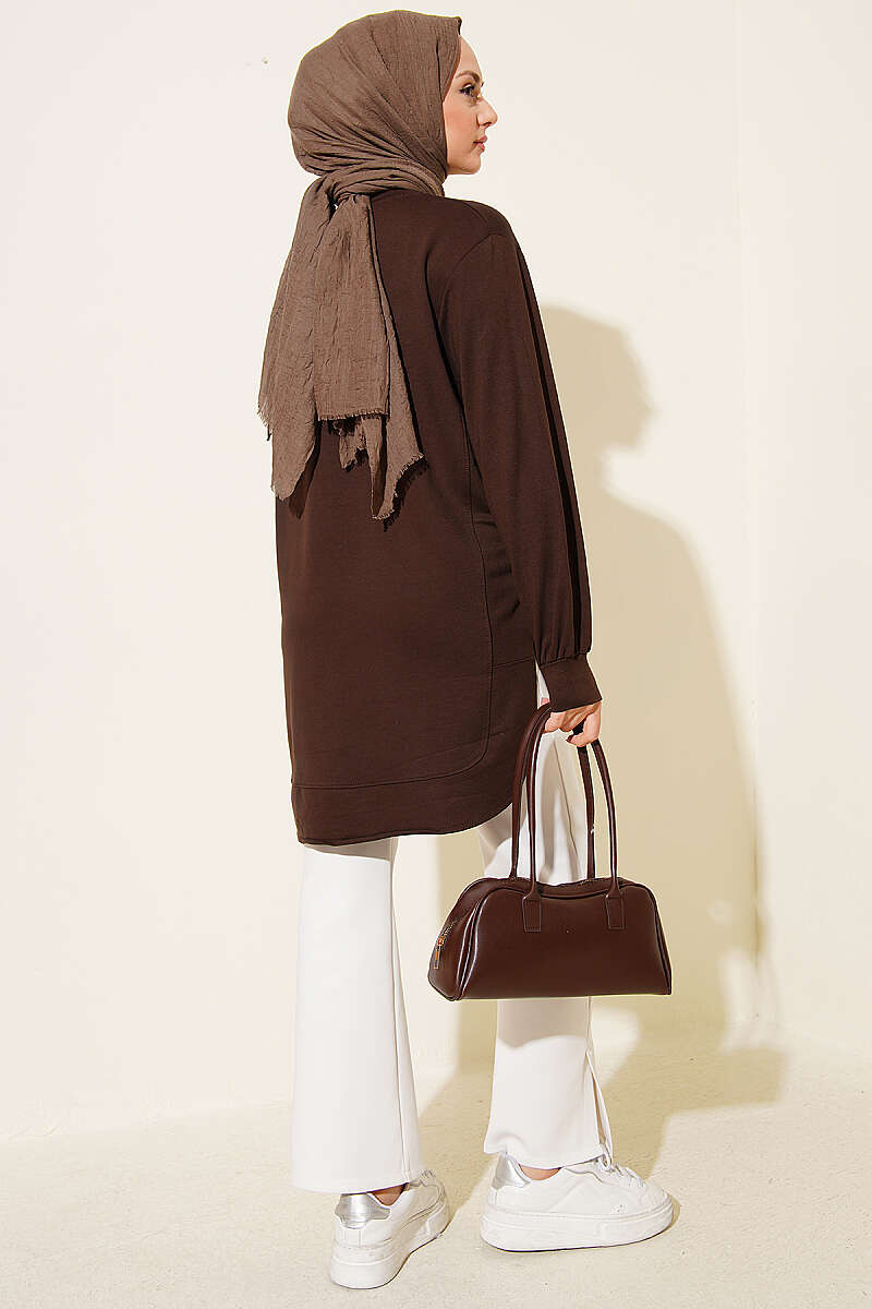 Loycha Tunic with Oval Stitching - Brown