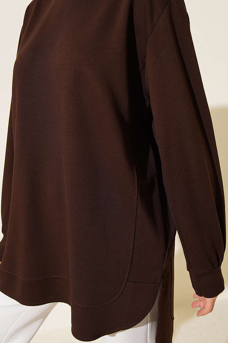 Loycha Tunic with Oval Stitching - Brown