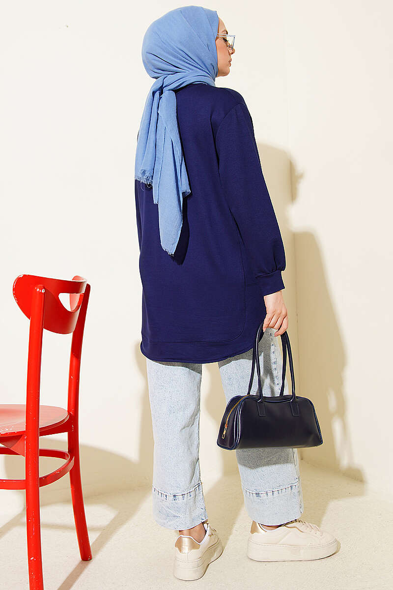 Loycha Tunic with Oval Stitching - Navy