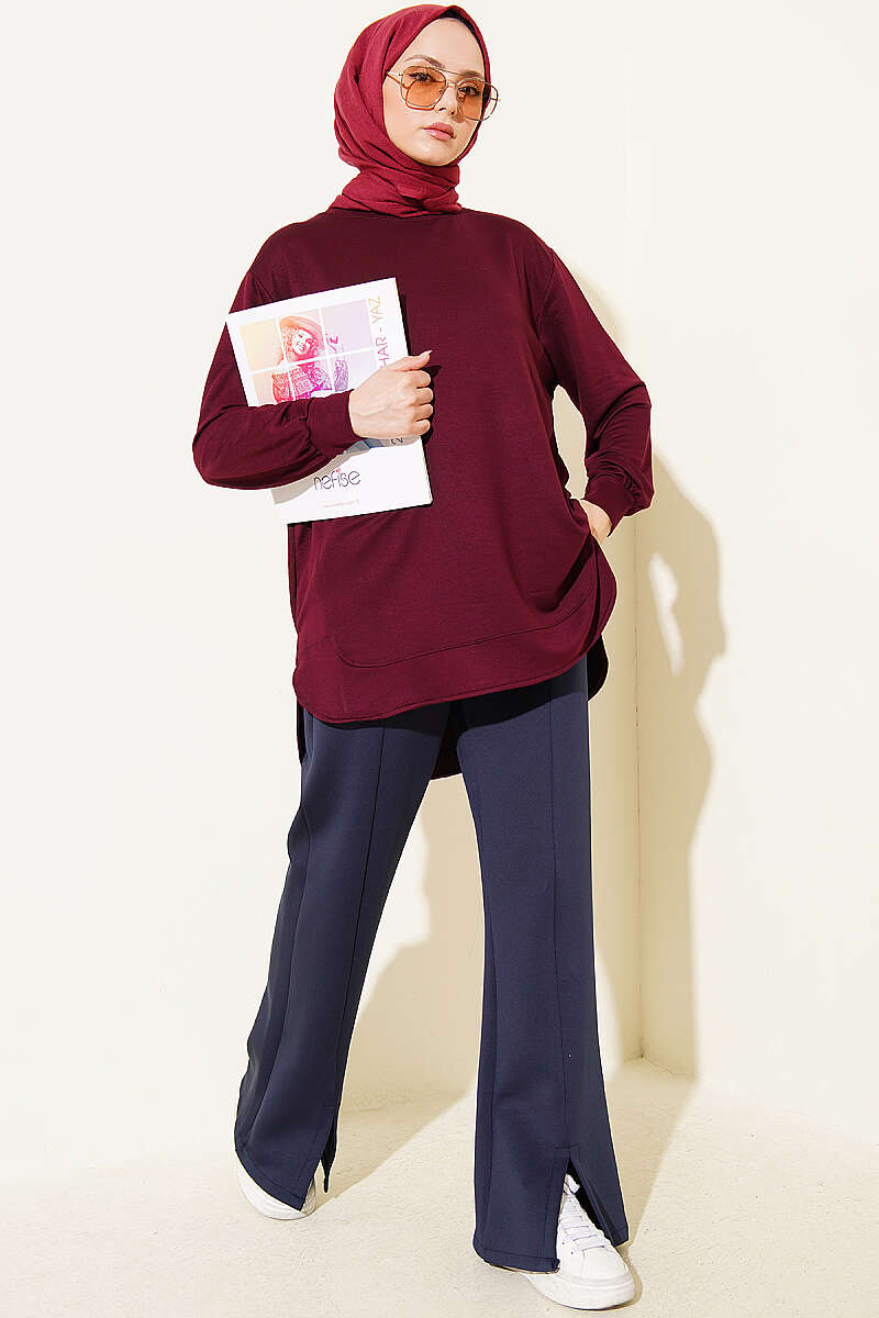 Loycha Tunic with Oval Stitching - Plum