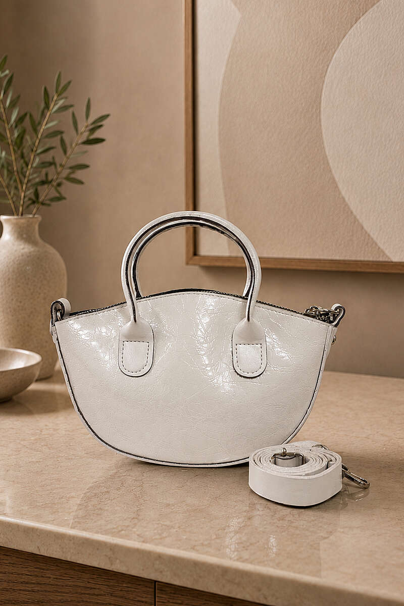 Oval Short-Handle Handbag - White