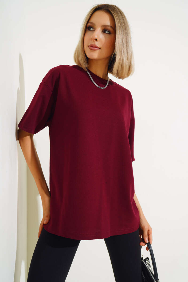 Oversized Basic T-Shirt - Burgundy