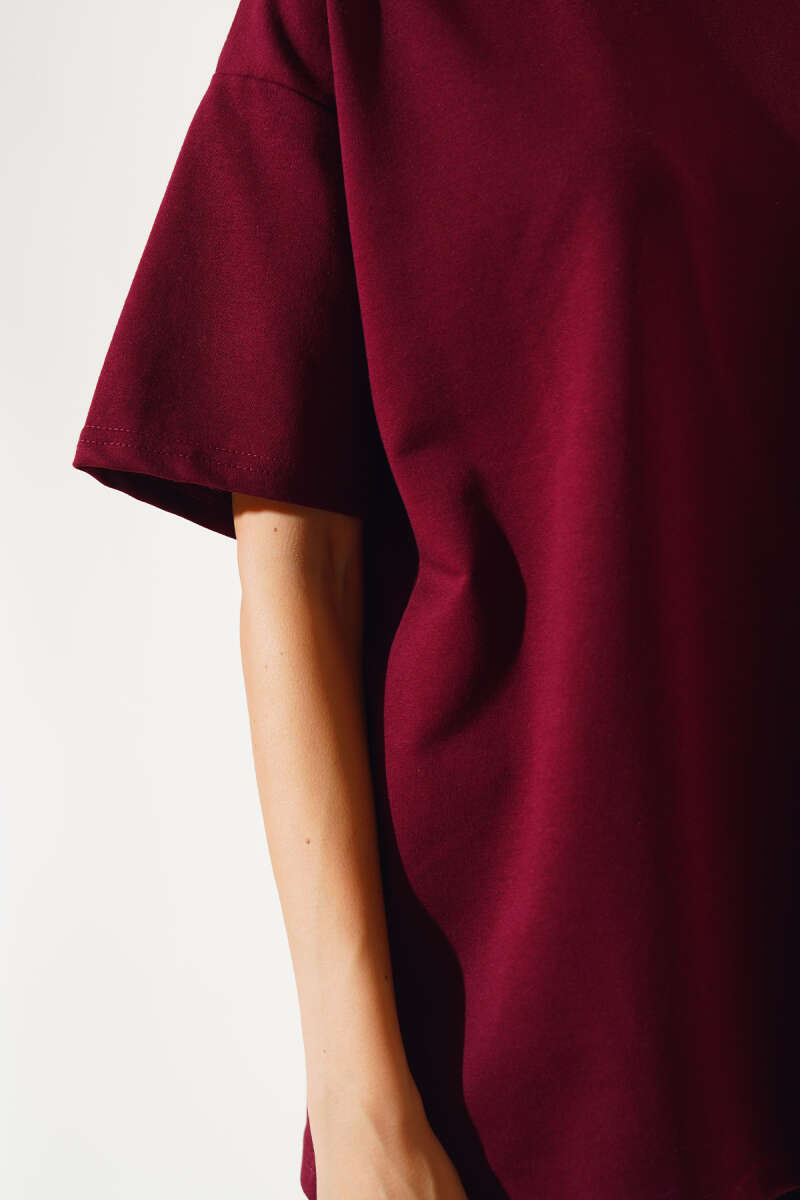 Oversized Basic T-Shirt - Burgundy