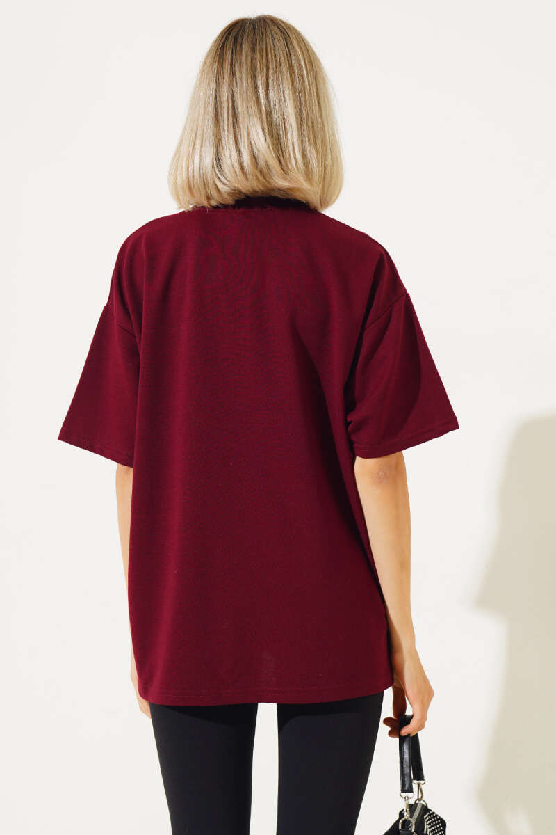 Oversized Basic T-Shirt - Burgundy