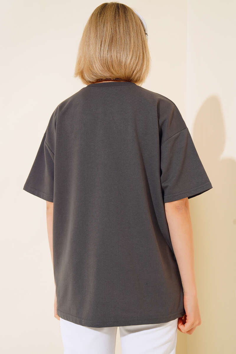 Oversized Basic T-Shirt - Smoke Grey