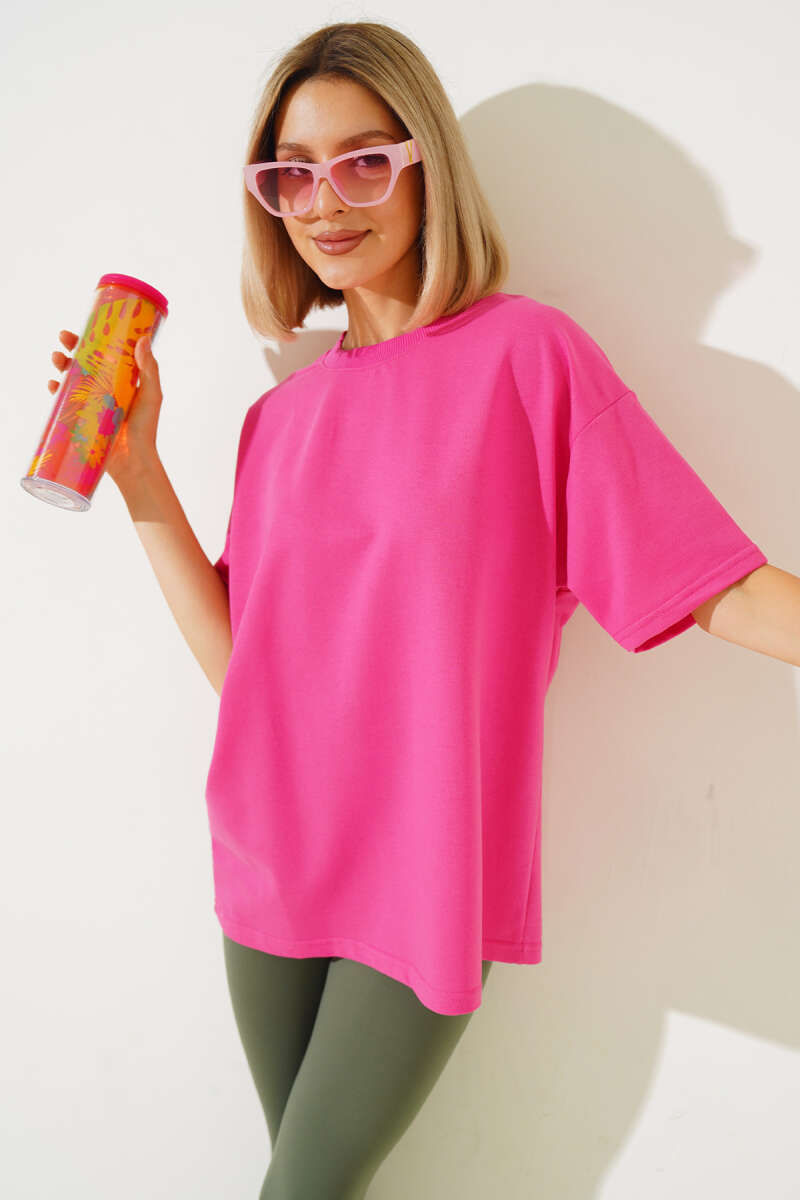Oversized Basic T-Shirt - Fuchsia