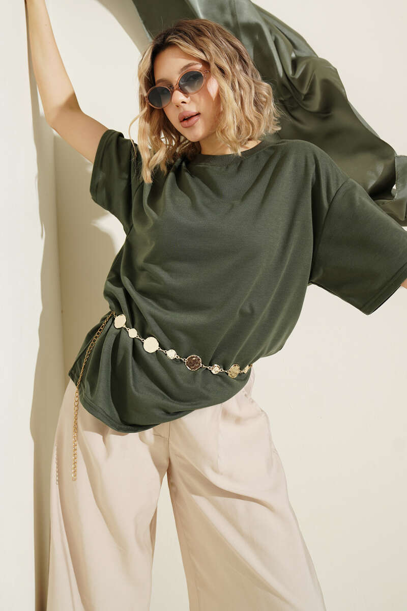 Oversized Basic T-Shirt - Khaki