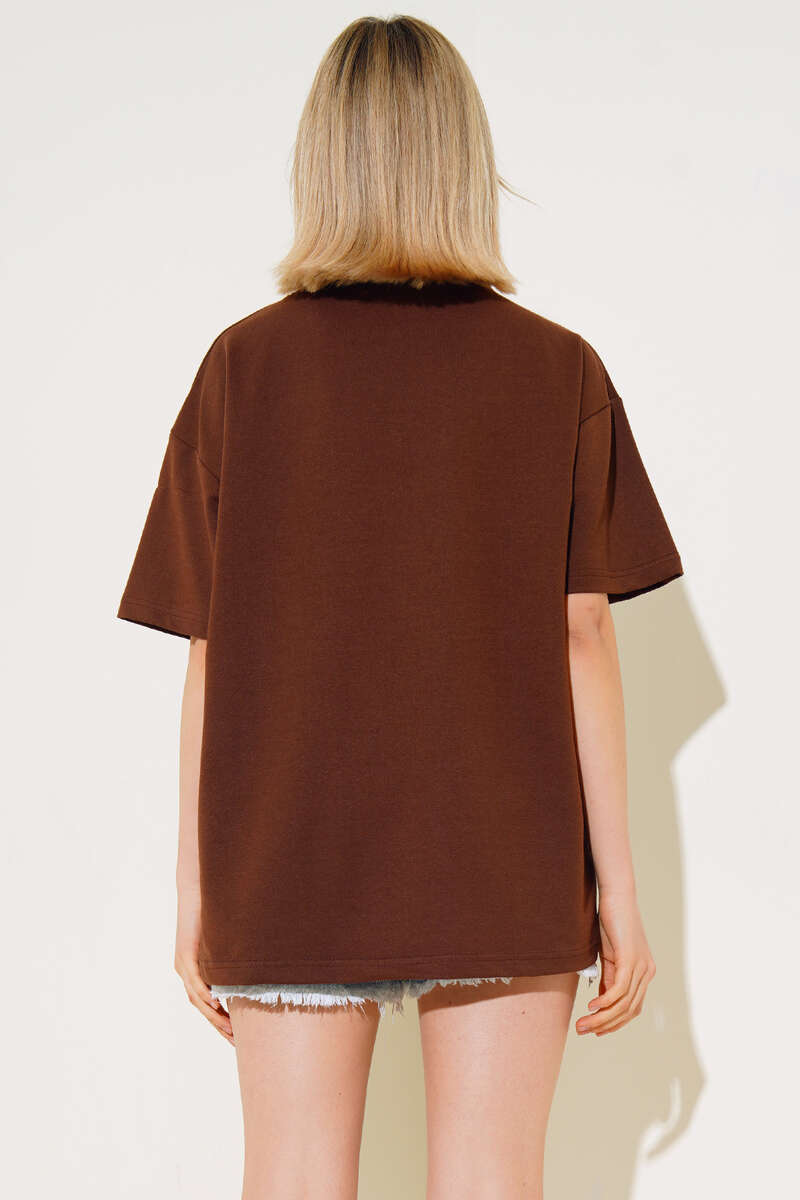Oversized Basic T-Shirt - Brown
