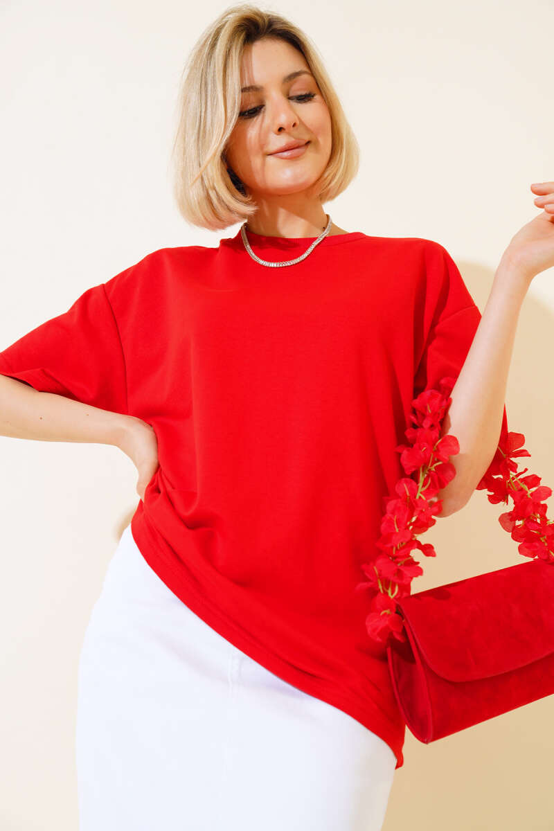 Oversized Basic T-Shirt - Red