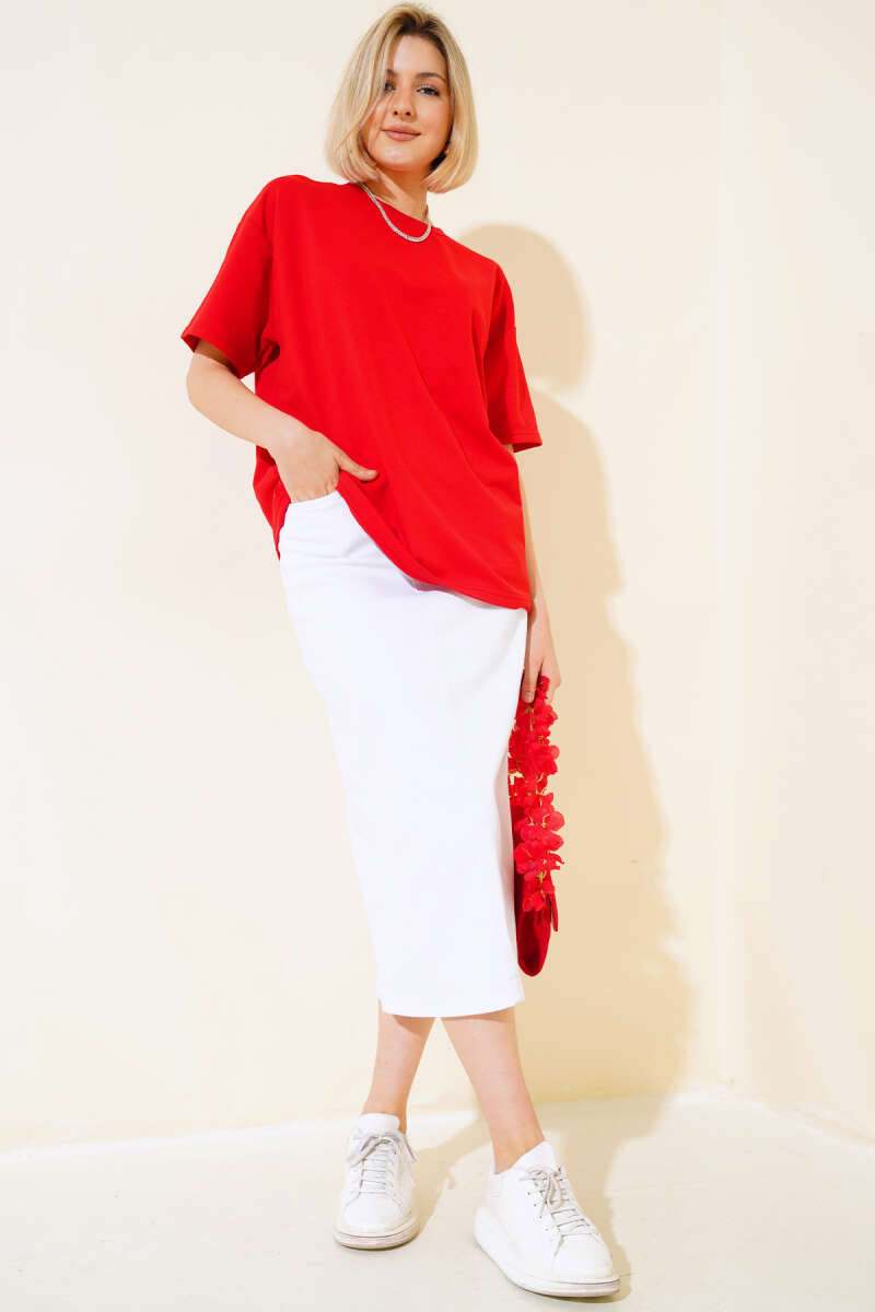 Oversized Basic T-Shirt - Red