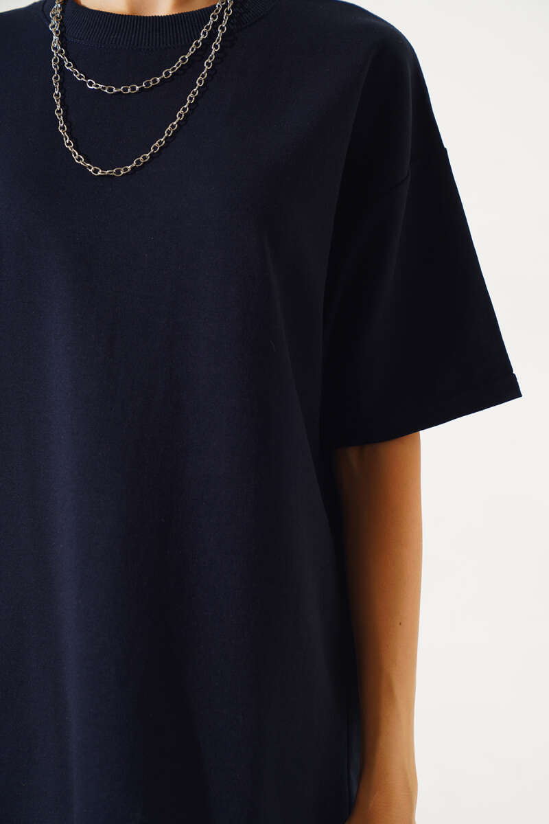 Oversized Basic T-Shirt - Navy