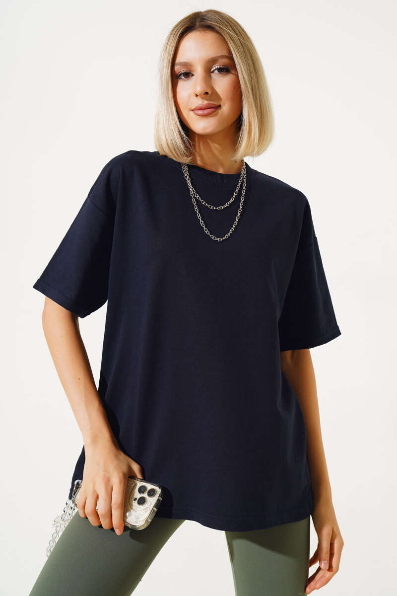 Oversized Basic T-Shirt - Navy