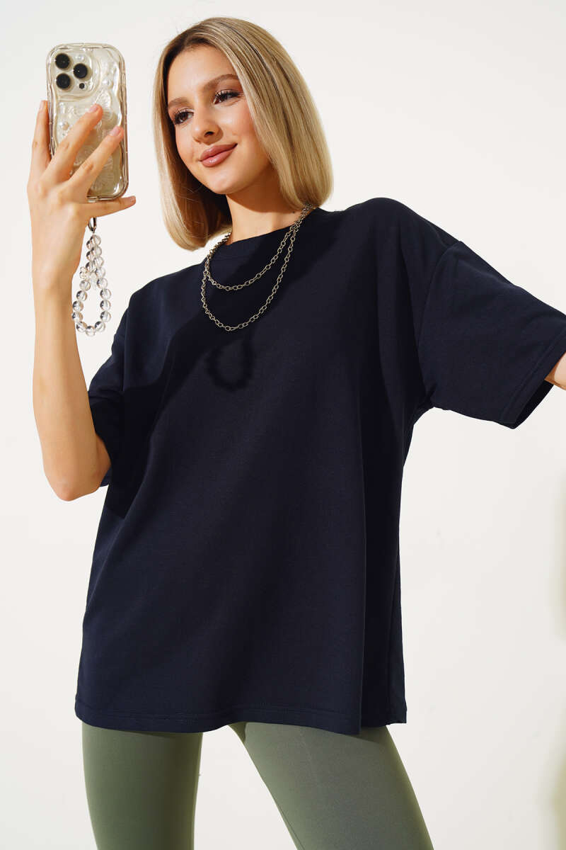 Oversized Basic T-Shirt - Navy