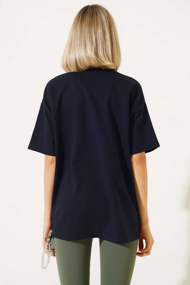 Oversized Basic T-Shirt - Navy